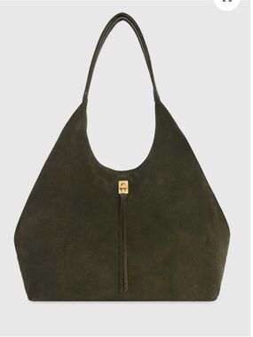Rebecca Minkoff Darren Signature Carryall Suede Hobo Tote Bag in Dark Olive